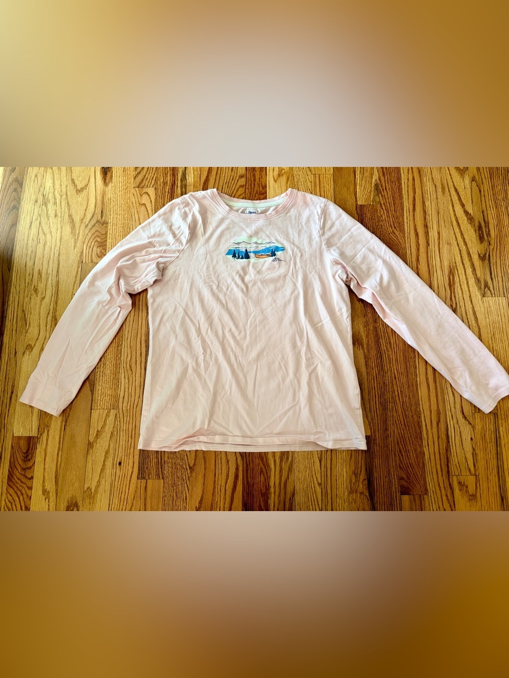 L.L. Bean Light Pink Long-Sleeve Tee with Canoe Graphic